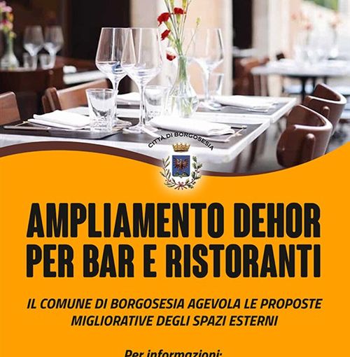 Borgosesia: Dehor per bar e ristoranti, il Comune agevola gli spazi esterni