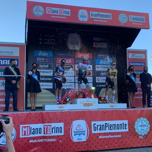 Il podio della Gran Piemonte a Borgosesia