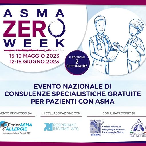 Asma Zero Week: consulenze gratuite dal 15 al 19 maggio e dal 12 al 16 giugno, prenotazioni aperte