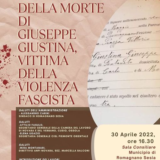 Romagnano: Centenario della morte di Giuseppe Giustina