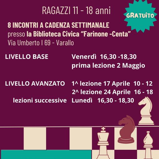 Varallo, grande partecipazione al primo incontro del corso di scacchi in Biblioteca