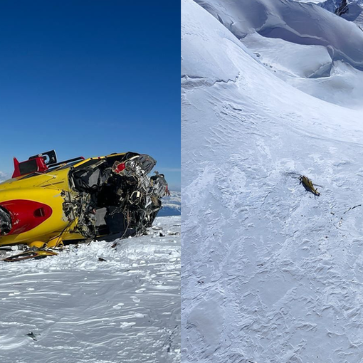 Elicottero precipita sul Monte Rosa, salvo l'equipaggio