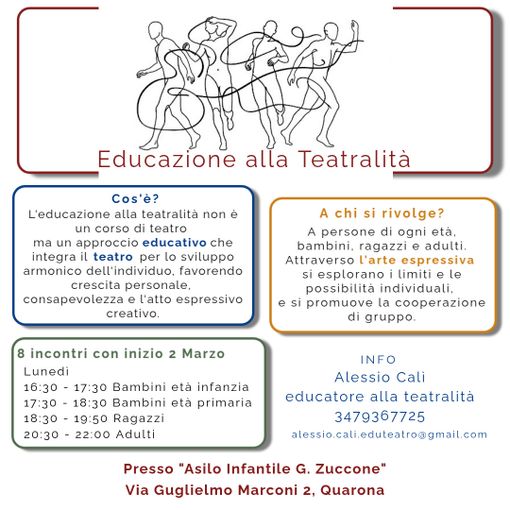 Quarona, parte il percorso di “Educazione alla Teatralità” con incontri per bambini, ragazzi e adulti Quarona, parte il percorso di “Educazione alla Teatralità” con incontri per bambini, ragazzi e adulti