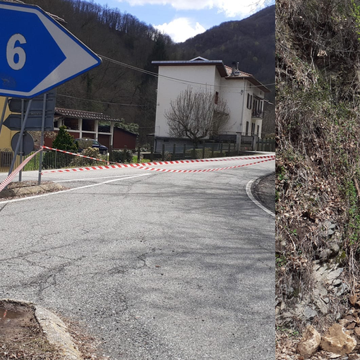 Frana tra Pray e Curino, chiusa la Provinciale (foto dalla pagina Facebook di Comune di Pray)