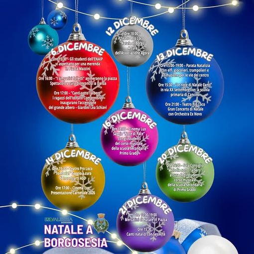 Borgosesia accende il Natale: un mese di eventi, musica e tradizioni fino alla Vigilia Borgosesia accende il Natale: un mese di eventi, musica e tradizioni fino alla Vigilia