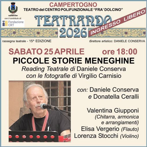 A Campertogno “Piccole storie meneghine”: il 25 aprile reading teatrale con Daniele Conserva A Campertogno “Piccole storie meneghine”: il 25 aprile reading teatrale con Daniele Conserva