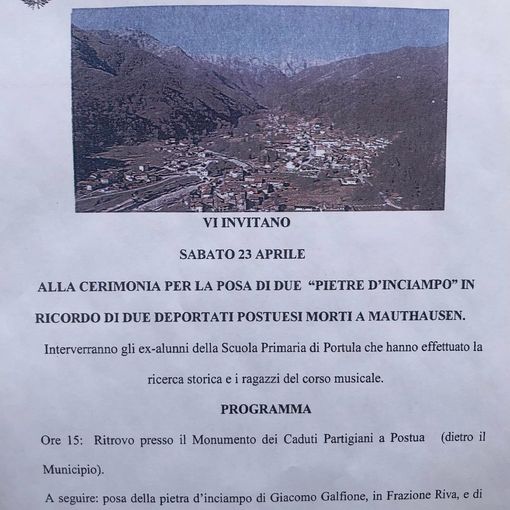 Postua: Oggi cerimonia di posa di due &quot;Pietre d'inciampo&quot;