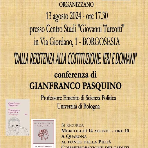 “Dalla Resistenza alla Costituzione: ieri e domani”, la conferenza a Borgosesia.