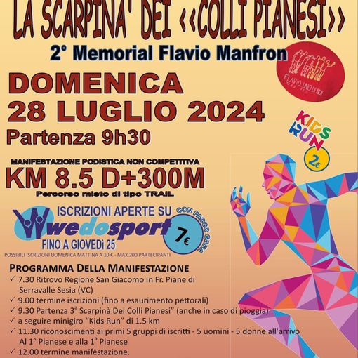 Torna la “Scarpina’ dei Colli Pianesi”  2° memorial Flavio Manfron