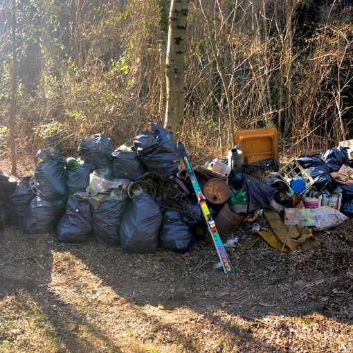 Varallo: tra i rifiuti nei boschi anche un paio di sci