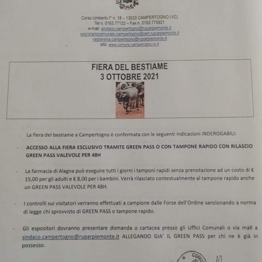A Campertogno viene confermata la fiera del bestiame