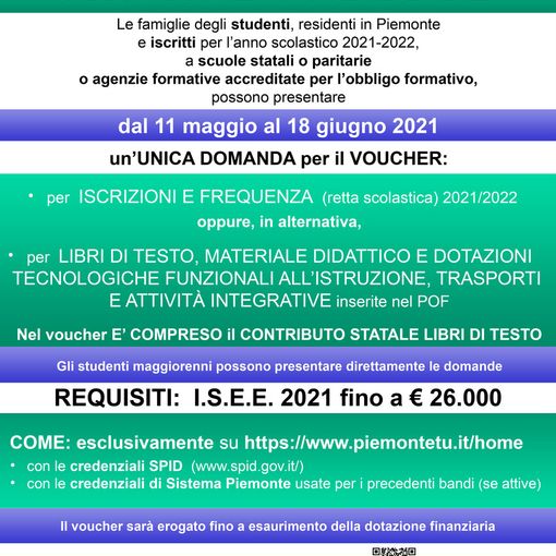 Nuovi voucher scuola 2021-2022