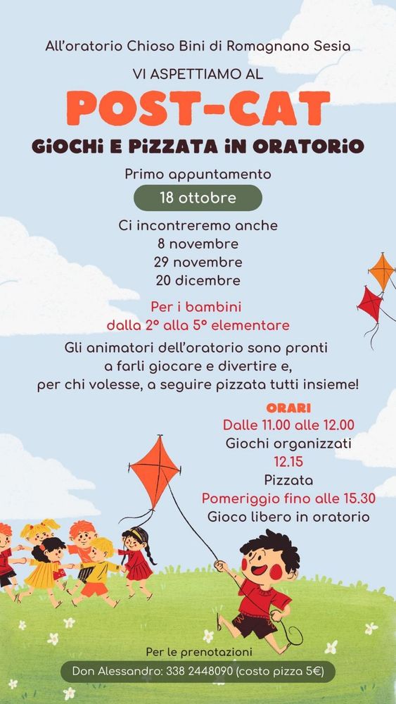 Giochi, amicizia e pizza all’Oratorio di Romagnano Sesia: successo per il primo incontro del Post-Cat