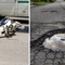 Valle Mosso, centra una grande buca e cade in moto Valle Mosso, centra una grande buca e cade in moto