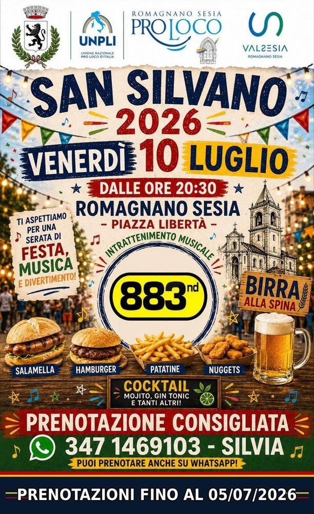 San Silvano 2026 porta musica, street food e festa in Piazza Libertà a Romagnano Sesia San Silvano 2026 porta musica, street food e festa in Piazza Libertà a Romagnano Sesia