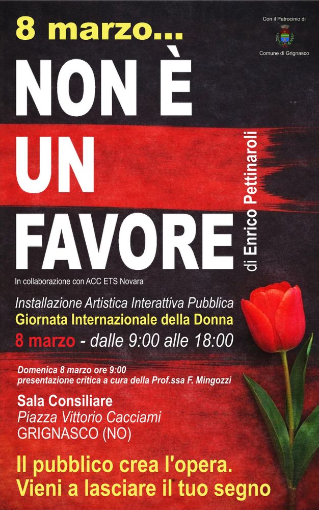 Grignasco, l’8 marzo un’installazione interattiva per la Giornata della donna: “Non è un favore”