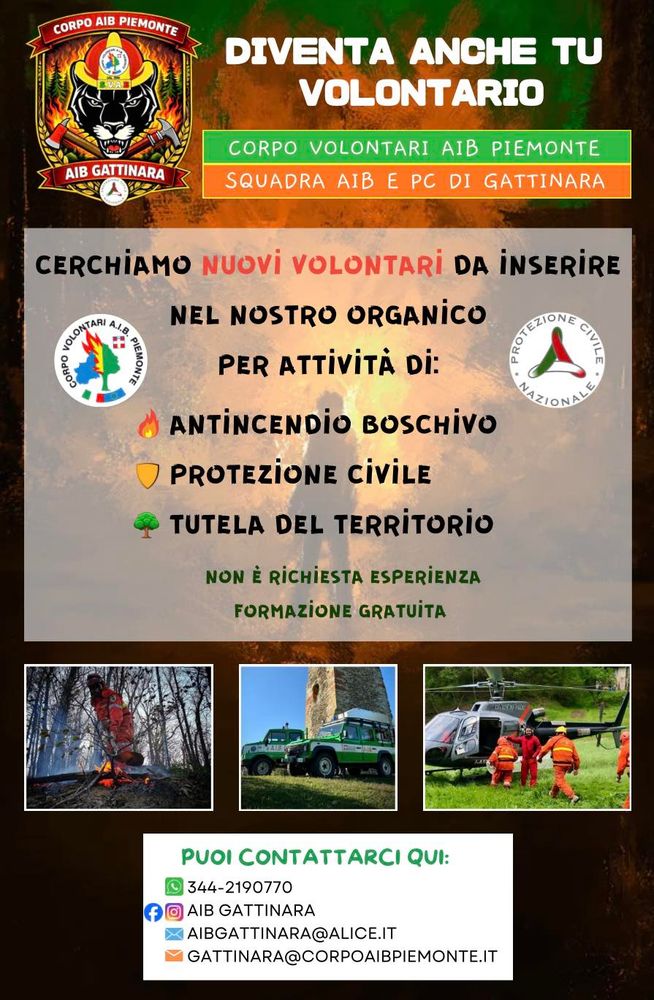 Gattinara, la squadra AIB e Protezione Civile cerca nuovi volontari: “formazione gratuita, non serve esperienza”