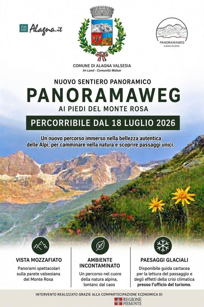 Alagna, aperto il Panoramaweg: il nuovo anello panoramico ai piedi del Monte Rosa Alagna, aperto il Panoramaweg: il nuovo anello panoramico ai piedi del Monte Rosa