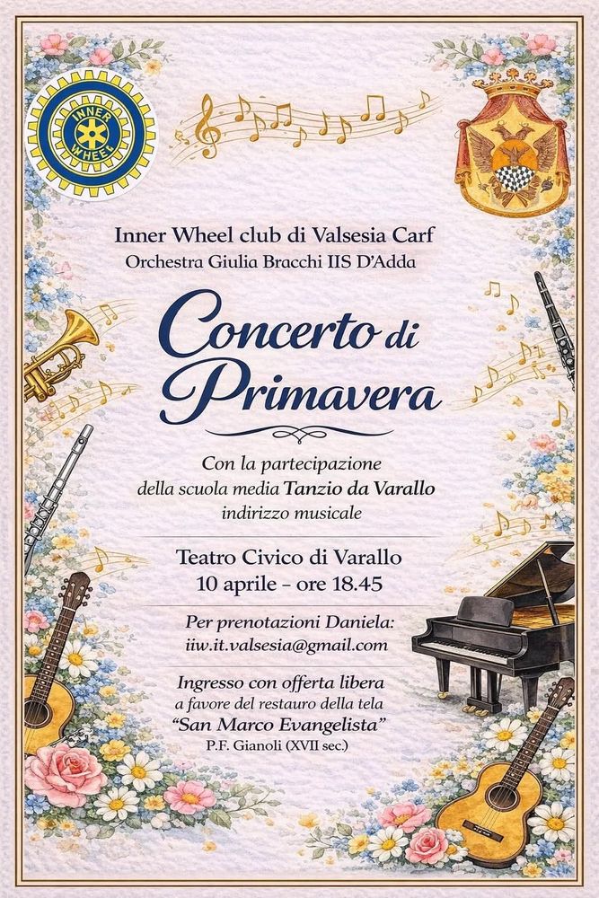 Varallo, al Teatro Civico il “Concerto di Primavera” tra musica e solidarietà Varallo, al Teatro Civico il “Concerto di Primavera” tra musica e solidarietà