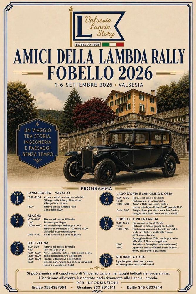 Da domani la Valsesia accoglie le Lancia Lambda per sei giorni tra storia e paesaggi Da domani la Valsesia accoglie le Lancia Lambda per sei giorni tra storia e paesaggi