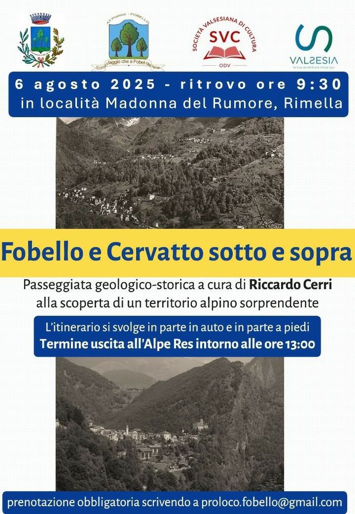 “Fobello e Cervatto sotto e sopra” una passeggiata alla scoperta del territorio “Fobello e Cervatto sotto e sopra” una passeggiata alla scoperta del territorio