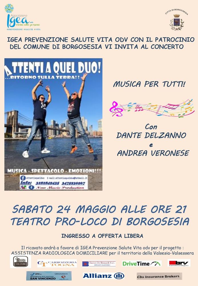 Concerto “Musica per Tutti!” a Borgosesia: solidarietà con l'associazione IGEA