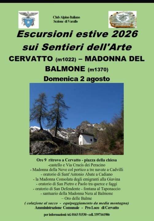 Da Cervatto alla Madonna del Balmone, torna l’escursione estiva sui Sentieri dell’Arte