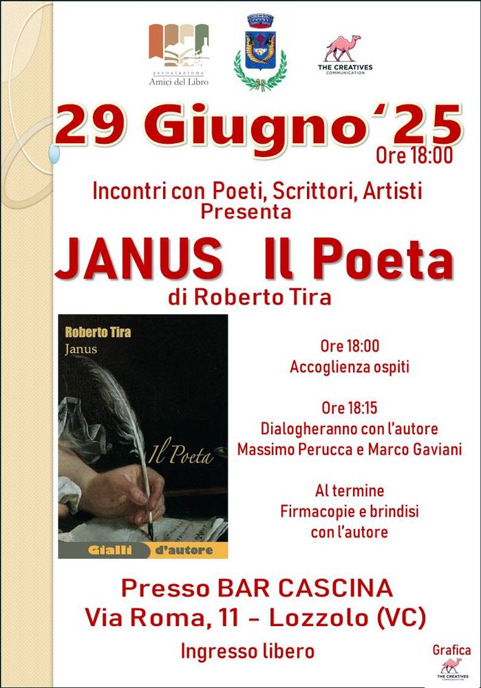 Lozzolo, prosegue il tour dello scrittore Roberto Tira con il nuovo romanzo: "Il poeta" Lozzolo, prosegue il tour dello scrittore Roberto Tira con il nuovo romanzo: "Il poeta"