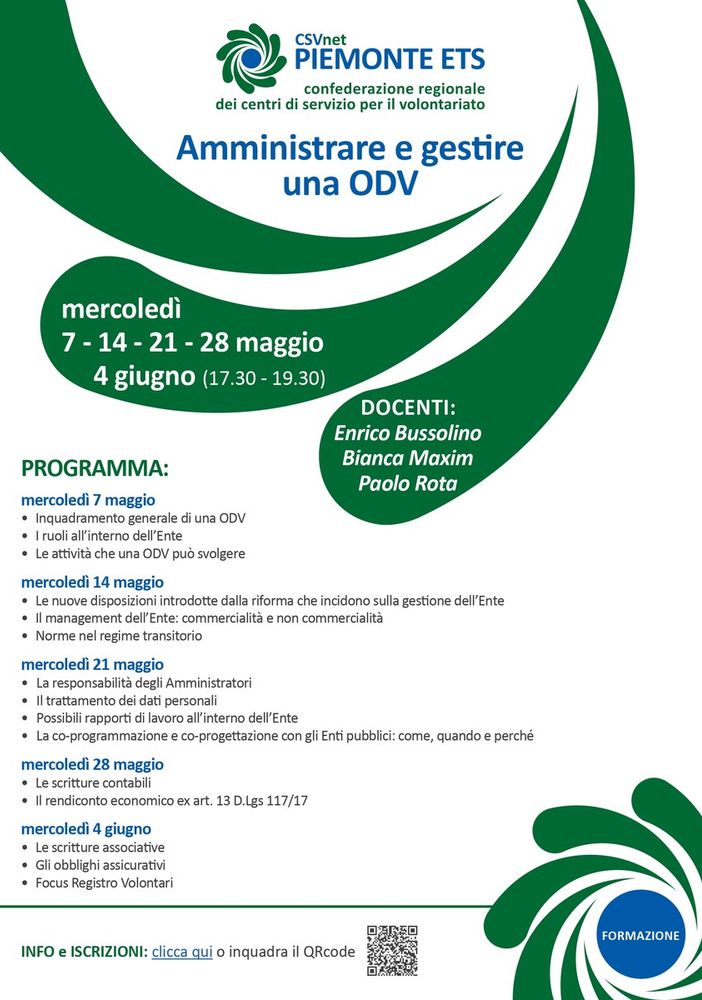&quot;Amministrare e gestire una ODV&quot;: un corso gratuito dedicato agli operatori del Terzo Settore.