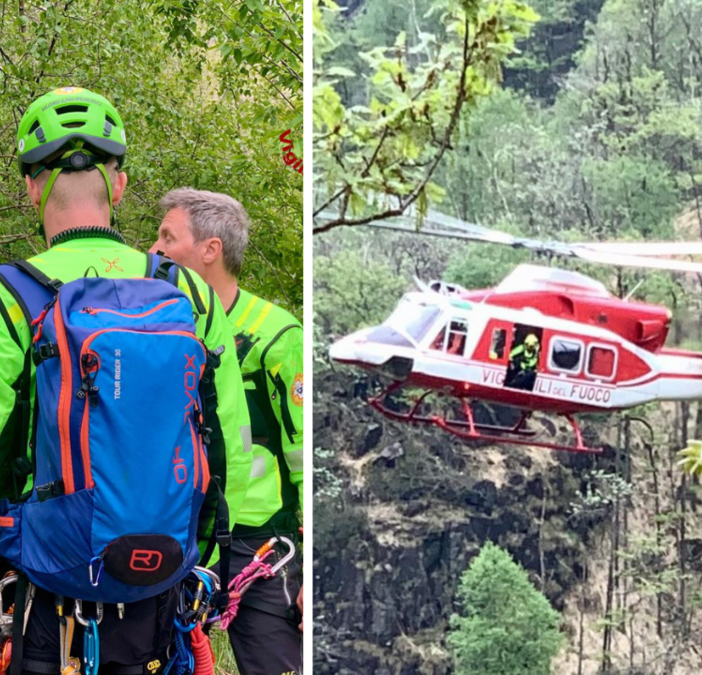 Valsessera, recuperato l'uomo caduto nel torrente: l'operazione dei Vigili del Fuoco
