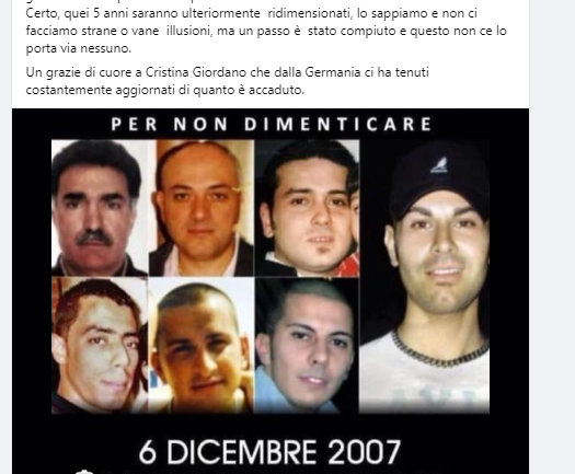 Tragedia della Thyssen, Espenhahn va in carcere. &quot;Non è un risarcimento, non è vendetta: è l'unico epilogo che doveva compiersi&quot;