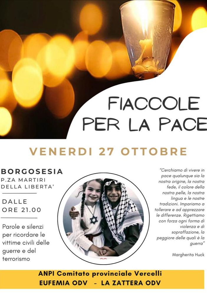 Borgosesia, “Fiaccole per la Pace”: parole e silenzi per le vittime di terrorismo.