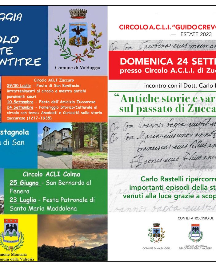 Al Circolo ACLI &quot;Guido Crevola&quot; di Zuccaro proseguono gli eventi programmati nell'ambito di &quot;Valduggia in Circolo Duemilaventitre&quot;.