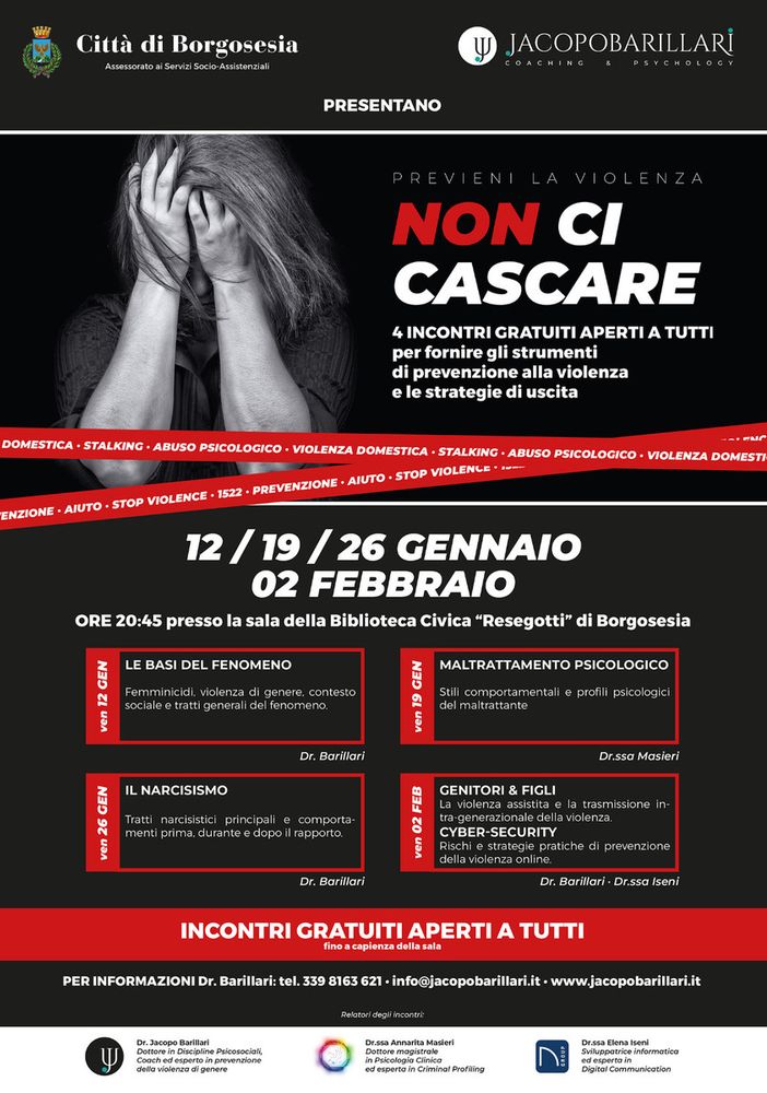 “NON CI CASCARE”: 4 incontri per prevenire la violenza