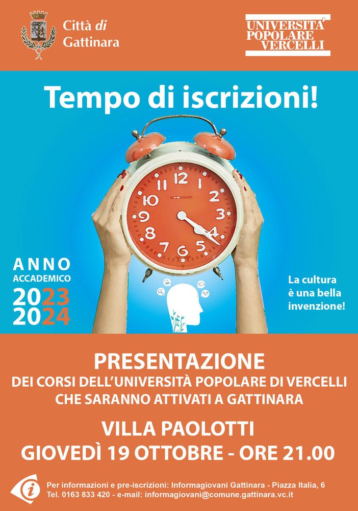Università Popolare a Gattinara: Presentazione dei corsi