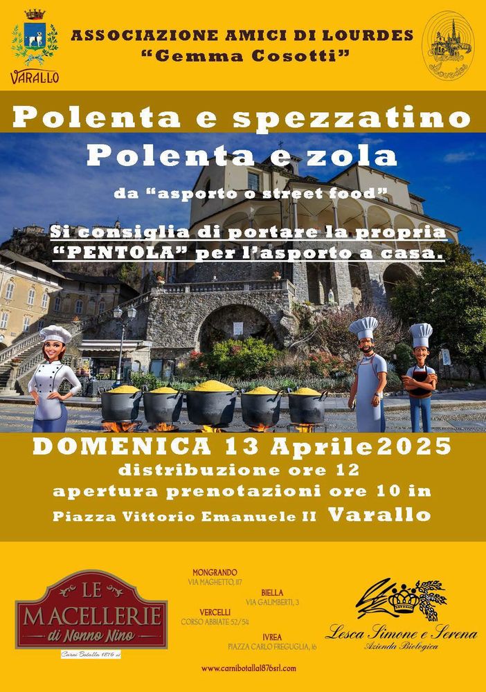 Varallo: domenica 13 aprile, &quot;Polenta benefica&quot; in piazza