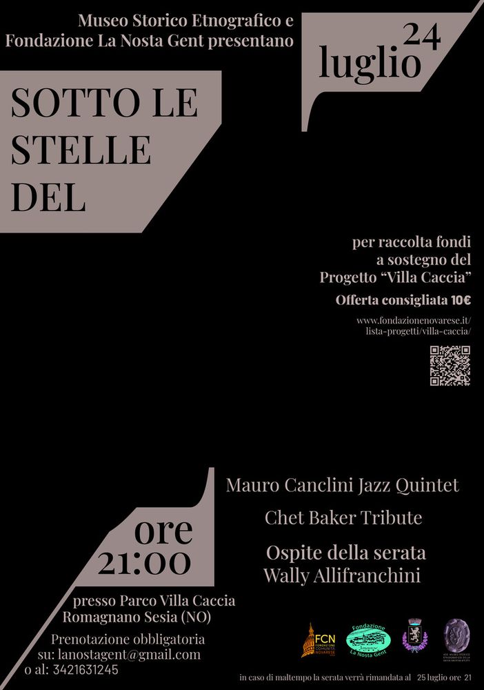 Romagnano: Jazz a sostegno del Progetto “Villa Caccia”