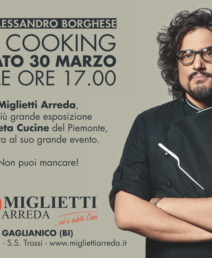 Lo chef Alessandro Borghese ospite da Veneta Cucine per un live cooking VIDEO