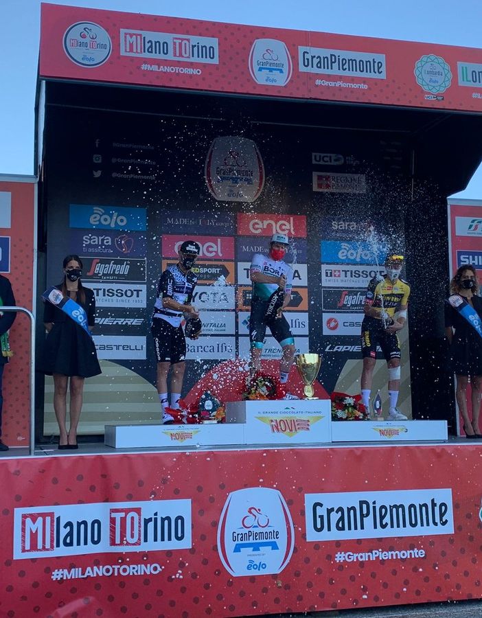 Il podio della Gran Piemonte a Borgosesia