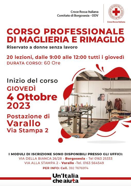 Corso professionale di maglieria e rimaglio per donne senza lavoro
