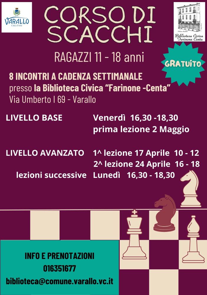 Varallo, grande partecipazione al primo incontro del corso di scacchi in Biblioteca