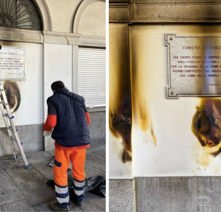 Vercelli, vandalismo in piazza Municipio: ubriaco danneggia il monumento alle vittime delle Foibe.