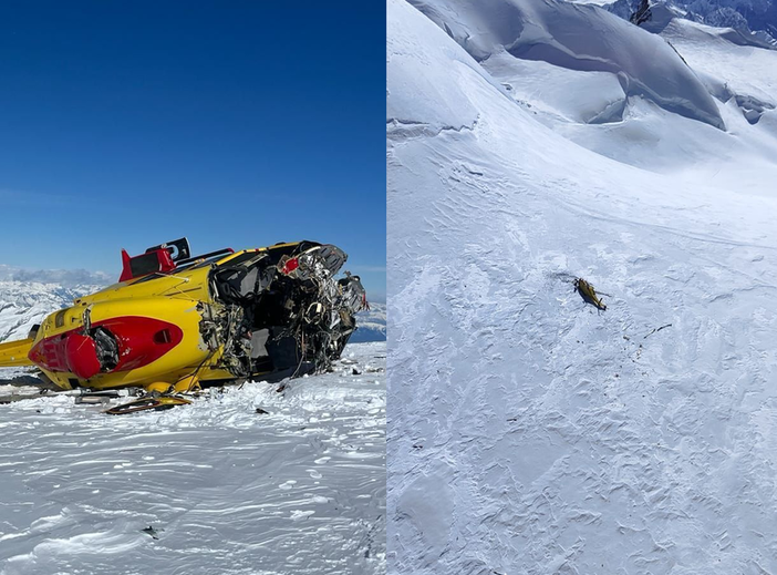 Elicottero precipita sul Monte Rosa, salvo l'equipaggio
