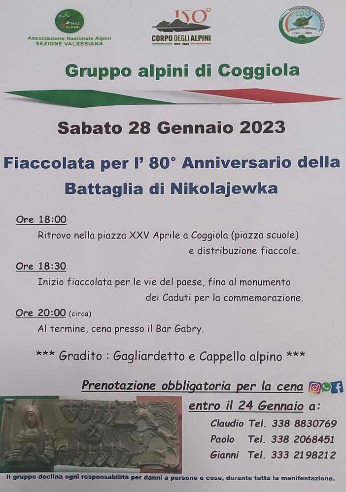 Coggiola, le strade si illuminano per la fiaccolata in memoria dei caduti di Nikolajewka