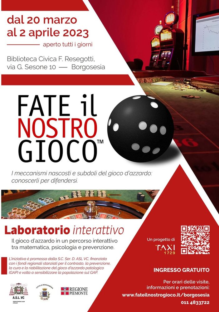 Mostra interattiva contro il gioco d'azzardo patologico, al via a Borgosesia dal 20 marzo