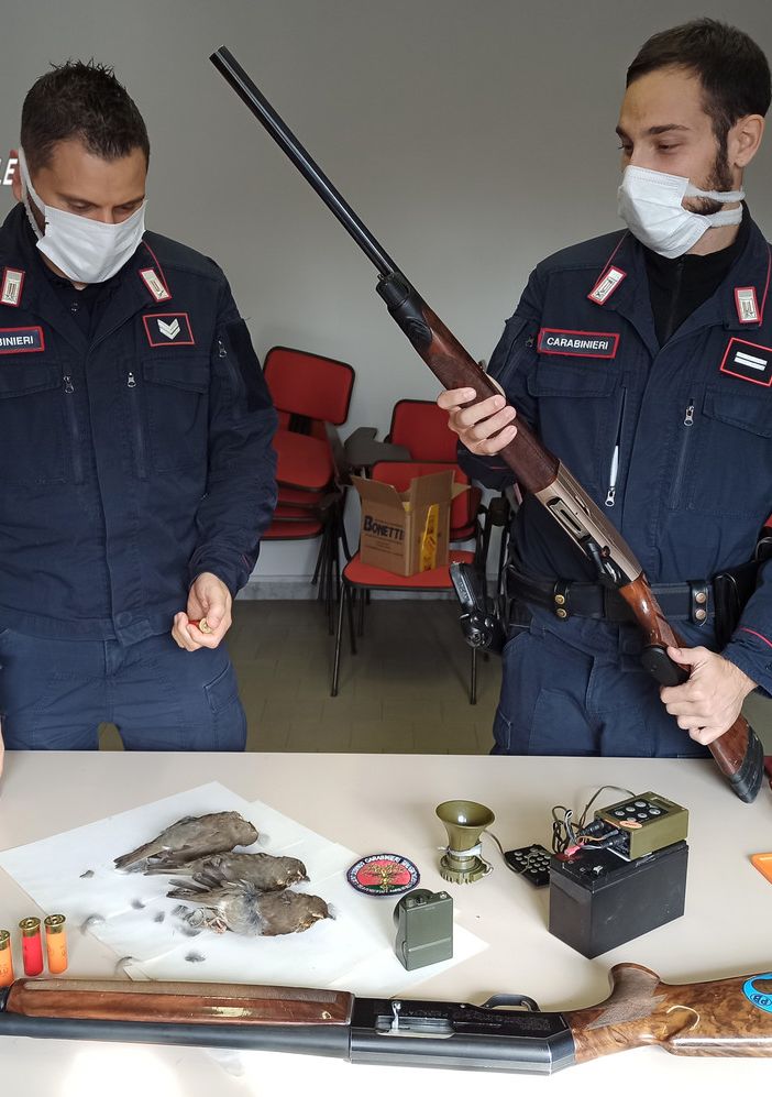 Due cacciatori sorpresi dai Carabinieri mentre usavano richiami acustici vietati