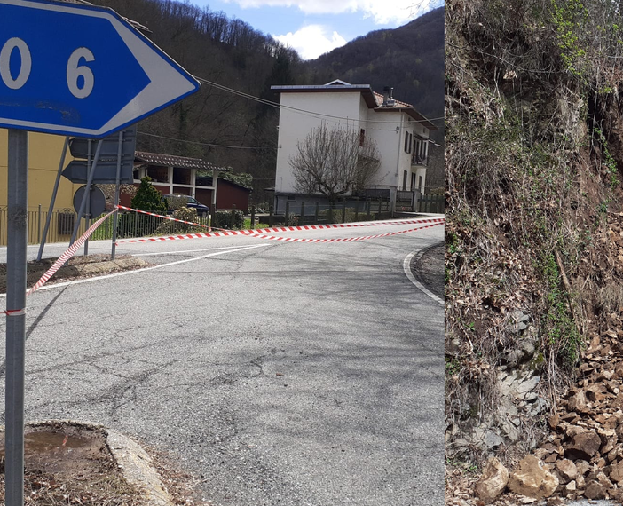 Frana tra Pray e Curino, chiusa la Provinciale (foto dalla pagina Facebook di Comune di Pray)