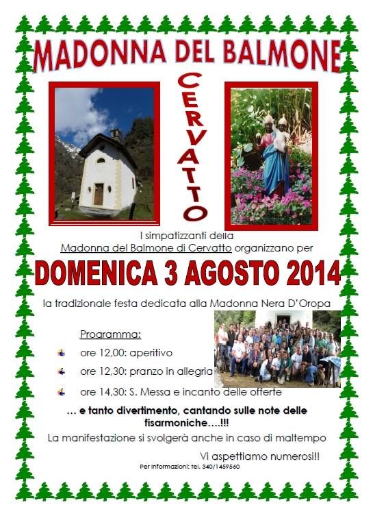 Cervatto, si celebra la Madonna del Balmone