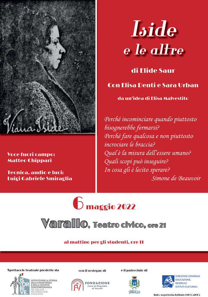 Varallo: Spettacolo teatrale &quot;Iside e le altre&quot;