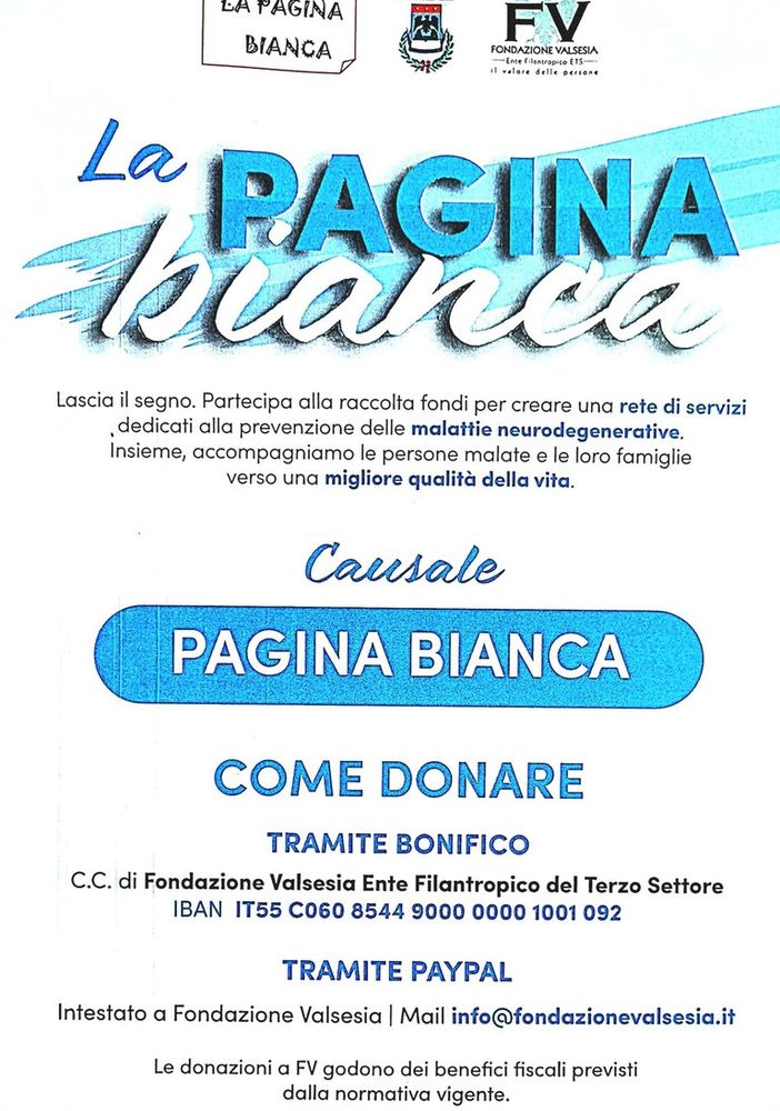 Nasce un nuovo fondo per sostenere “La Pagina Bianca”: assistenza e supporto ai malati e alle loro famiglie in Valsesia
